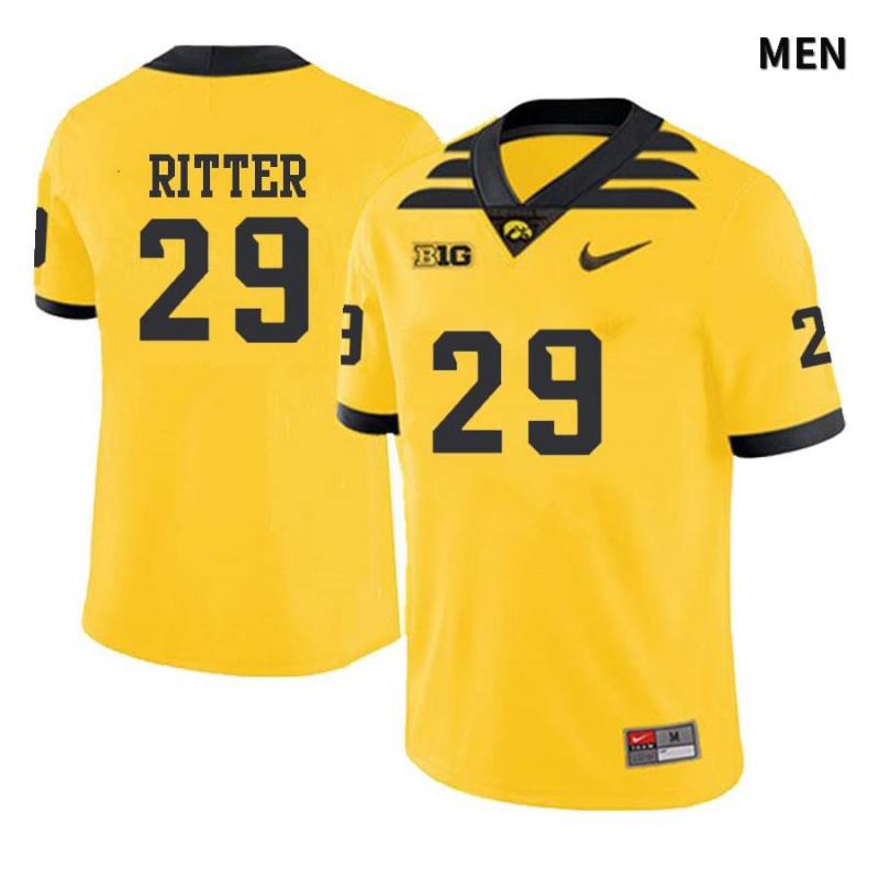 Men's Iowa Hawkeyes NCAA #29 Jackson Ritter Yellow Authentic Nike Alumni Stitched College Football Jersey UX34V02EM